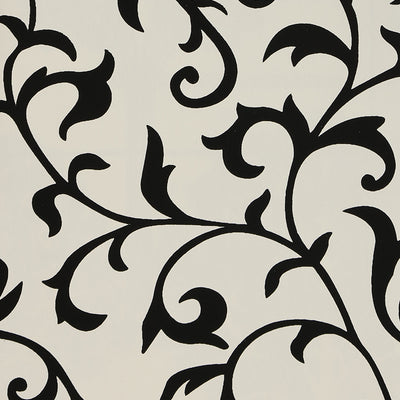 Climbing Vine Flocked Wallpaper - Black and White