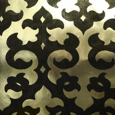 Grille Flocked Wallpaper - Gold