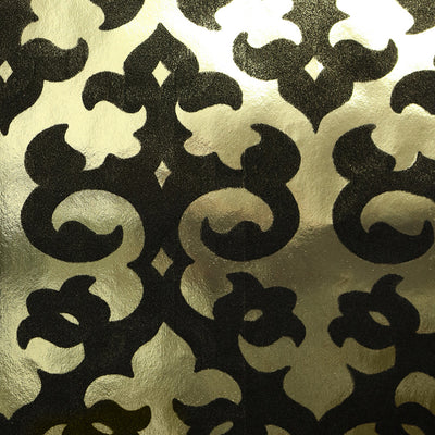 Grille Flocked Wallpaper - Gold