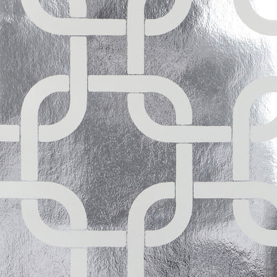 Linked Chains Flocked Wallpaper - Silver