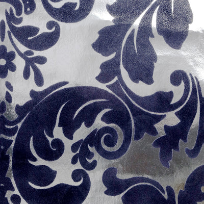 Paris Damask Flocked Wallpaper - Silver and Blue