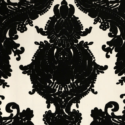 Heirloom Damask Flocked Wallpaper - Black Velvet