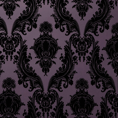 Heirloom Flocked Wallpaper - Black & Purple