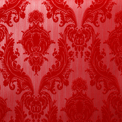 Heirloom Flocked Wallpaper - Variegated Scarlet