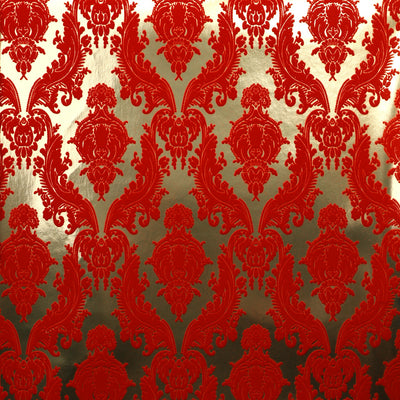 Petite Heirloom Flocked Wallpaper - Scarlet & Gold