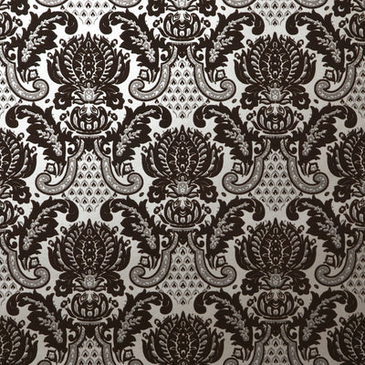 Windsor Flocked Wallpaper - Chocolate & Silver