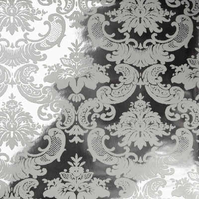 Madison Flocked Wallpaper - White & Silver