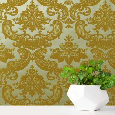 Madison Flocked Wallpaper - Golden