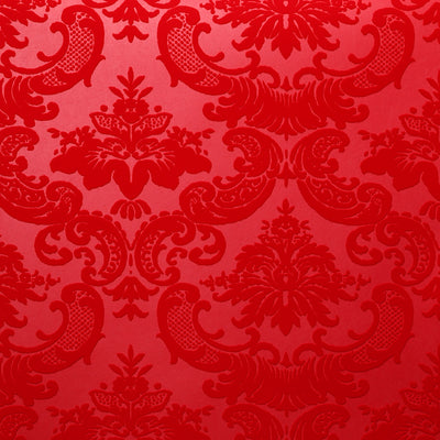 Madison Flocked Wallpaper - Crimson