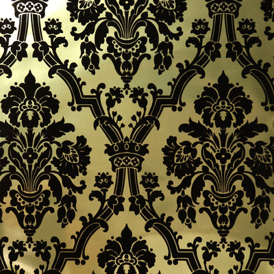 Empire Flocked Wallpaper - Black & Gold