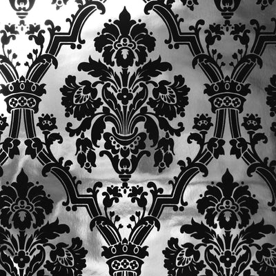 Empire Flocked Wallpaper - Black & Silver