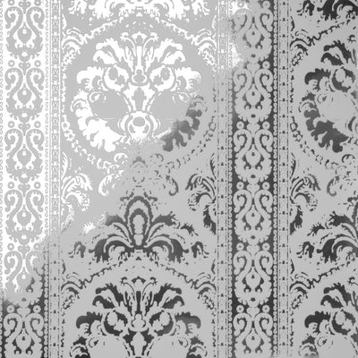 St. Moritz Flocked Wallpaper - White & Silver