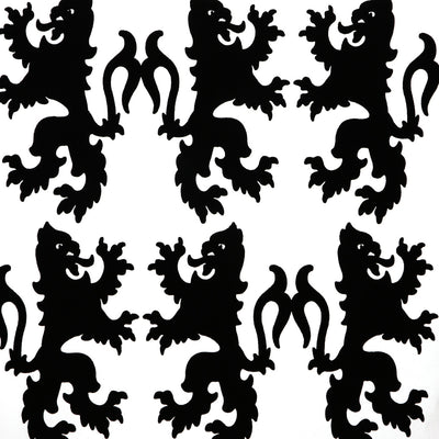Griffons Flocked Wallpaper - Black & White