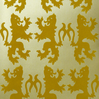 Griffons Flocked Wallpaper - Golden