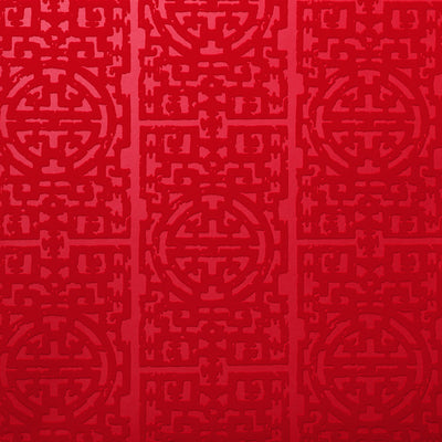 Zodiac Flocked Wallpaper - Crimson