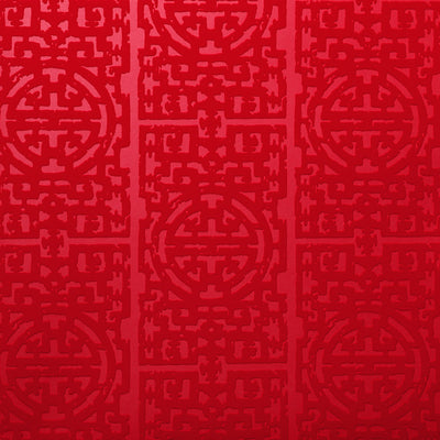 Zodiac Flocked Wallpaper - Crimson