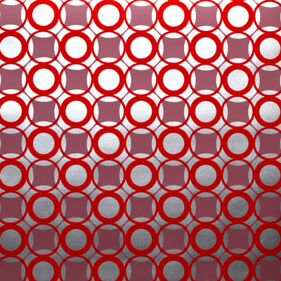 Circles Flocked Wallpaper - Scarlet