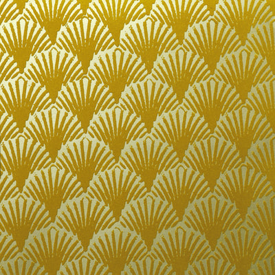 Art Deco Fans Flocked Wallpaper - Golden