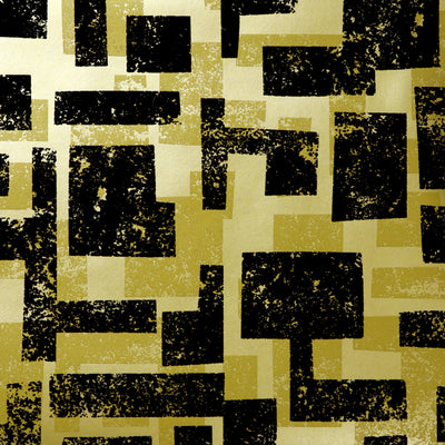 Retro Blocks Flocked Wallpaper - Black & Gold
