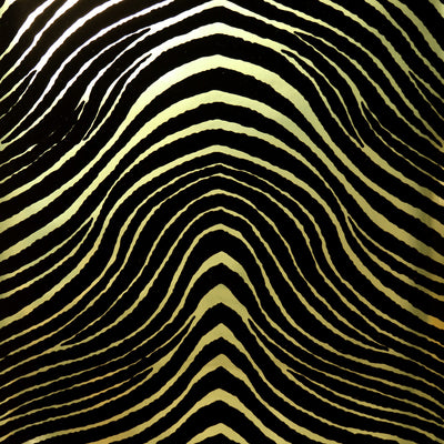 Zebra Stripes Flocked Wallpaper - Black & Gold
