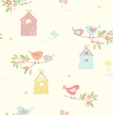 Birdhouses Turquoise Birds Wallpaper