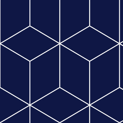 Stacked Cubes - Navy Wallpaper