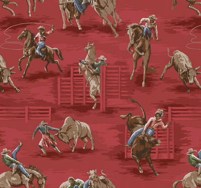 Round-Up Rodeo - Red Wallpaper
