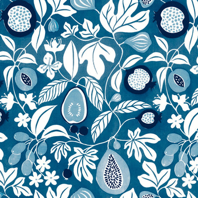 Folk Fruit - Indigo Wallpaper