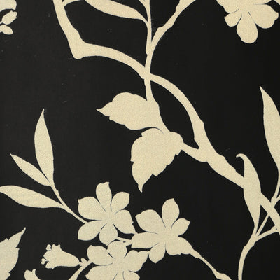 Birds in Trees - Ebony and White Velvet Wallpaper