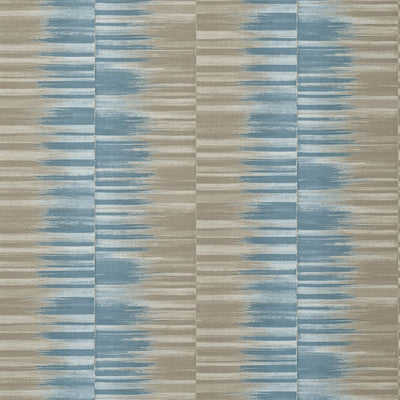 Mekong Stripe - Spa Blue and Beige Wallpaper